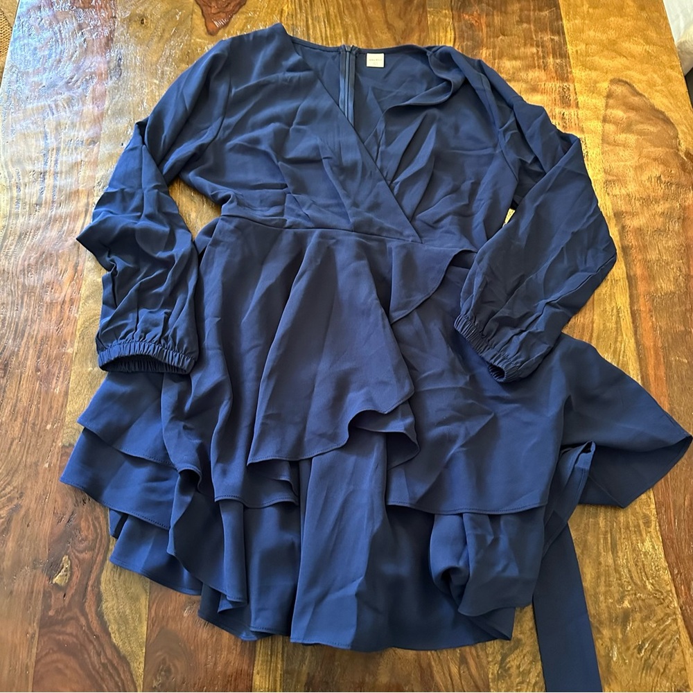 Large Navy Blue Skater Dress with Tie!